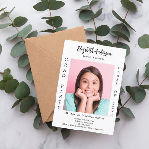 Invitación Fiesta de graduación foto blanca y negra clase de 