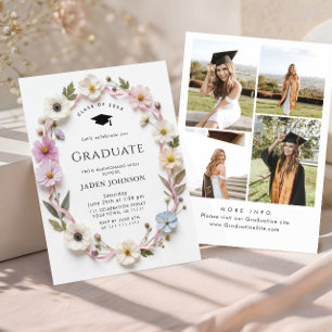Invitación Fiesta de Graduación Foto Boho Flor Silvestre de P