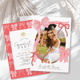 Invitación Fiesta de Graduación Foto con Lazos Roj