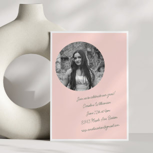 Invitación Fiesta de Graduación Foto Coqueta Rosa Dulce Vinta