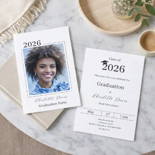 Invitación Fiesta de graduación foto en blanco y negro clase 