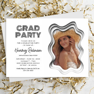 Invitación Fiesta de Graduación Foto en Blanco y Negro de Ret