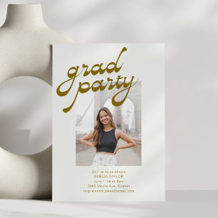 Invitación Fiesta de Graduación Foto Escritura Moderna Retro 