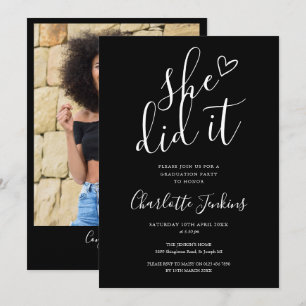 Invitación Fiesta de Graduación Foto Guión Ella Lo Hizo