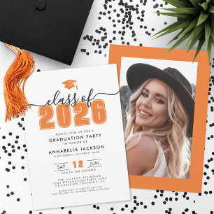 Invitación Fiesta de Graduación Foto Naranja