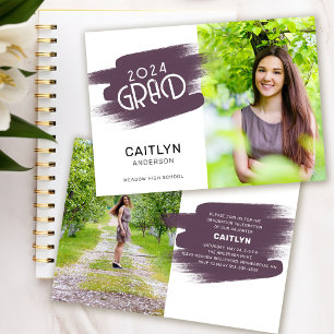 Invitación Fiesta de Graduación Foto Trazos de Pintura Abstra