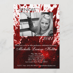 Invitación Fiesta de graduación fotográfica 5x7 Placa de sang
