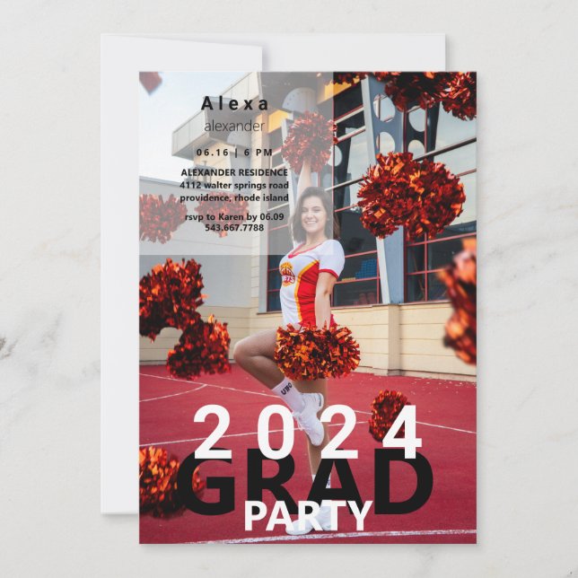 Invitación Fiesta de graduación fotográfica animadora de 2024 (Anverso)