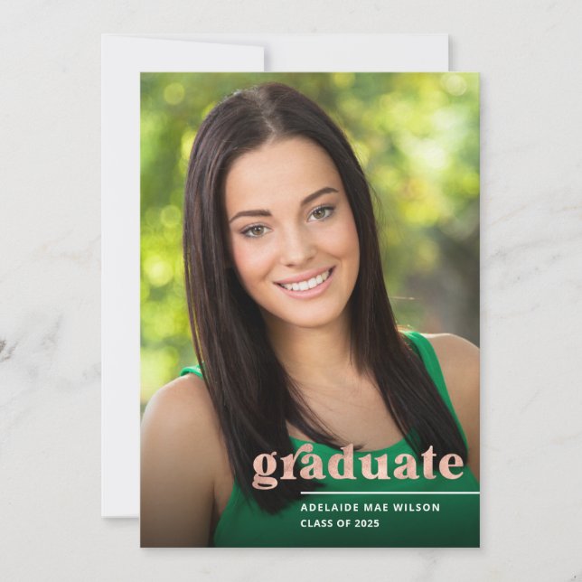 Invitación Fiesta de graduación fotográfica de tipografía de  (Anverso)