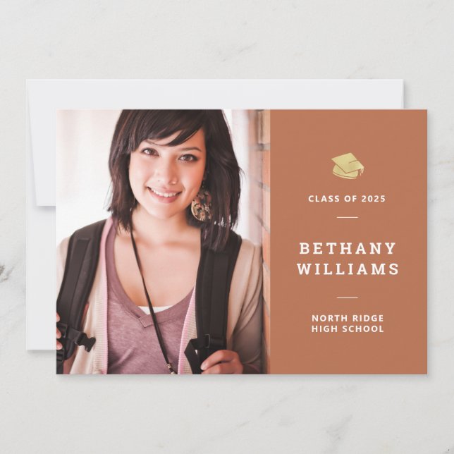 Invitación Fiesta de graduación fotográfica de tipografía de  (Anverso)