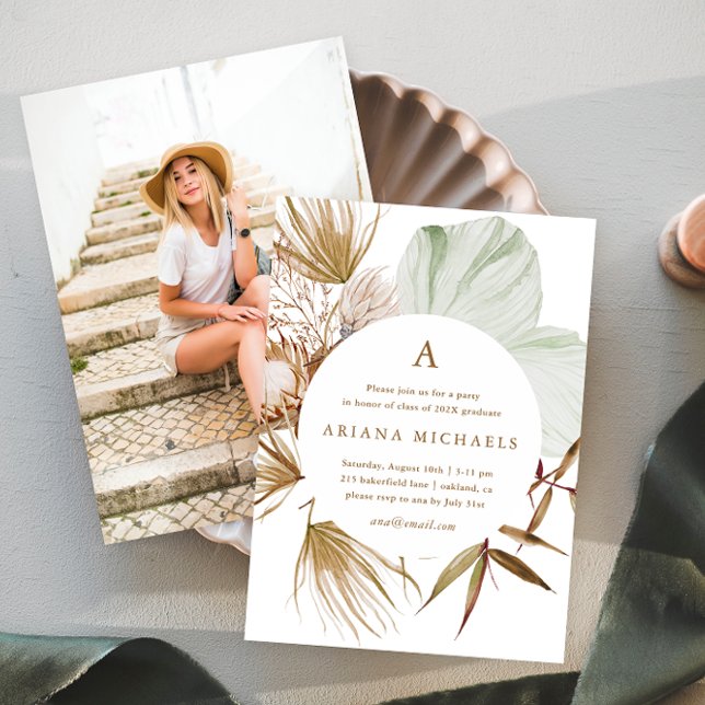 Invitación Fiesta de graduación fotográfica monograma de una  (Subido por el creador)