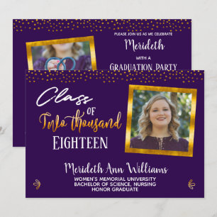 Invitación Fiesta de graduación fotográfica Ultra Violet Gold