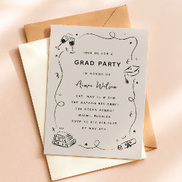 Invitación Fiesta de Graduación Garabatos Dibujados a Mano