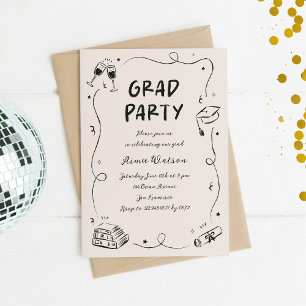 Invitación Fiesta de Graduación Garabatos Dibujados a Mano