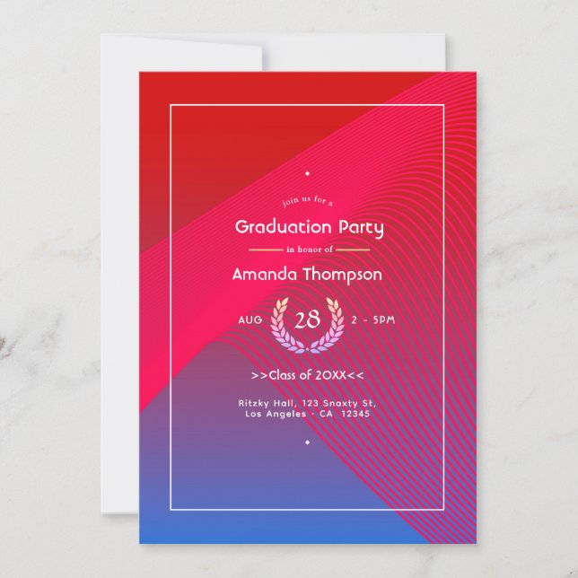 Invitación Fiesta de Graduación Geometric Glow (Anverso)