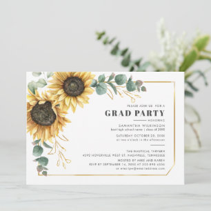 Invitación Fiesta de graduación geométrica del sol de eucalip