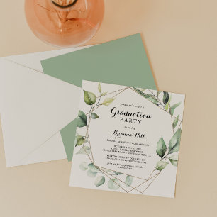 Invitación Fiesta de Graduación Geométrica Elegante de Oro