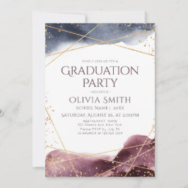 Invitación Fiesta de Graduación Geométrica Moderna Acuarela C