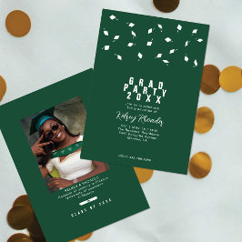 Invitación Fiesta de Graduación Gorra Verde y Blanca