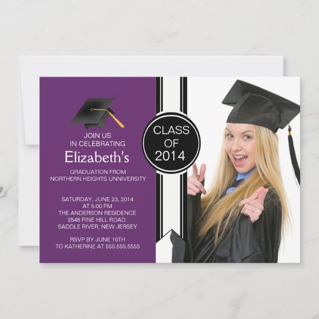 Invitación Fiesta de graduación graduada moderna de la foto (Anverso)