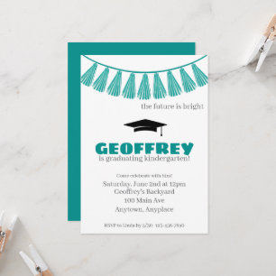 Invitación Fiesta de Graduación Infantil Colorido Jardín de I