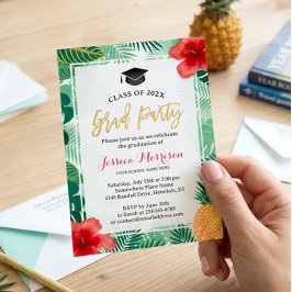 Invitación Fiesta de Graduación Luau de Piña Tropical