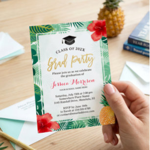 Invitación Fiesta de Graduación Luau de Piña Tropical
