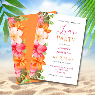 Invitación Fiesta de Graduación Luau Tropical Exuberante