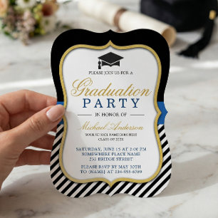 Invitación Fiesta de Graduación Marco Dorado Moderno