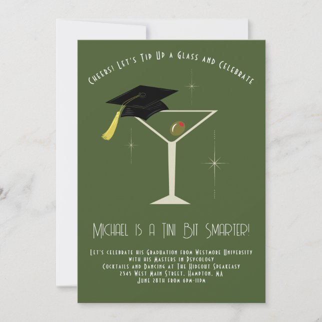 Invitación Fiesta de Graduación Martini Bar Un Poco Más Intel (Anverso)