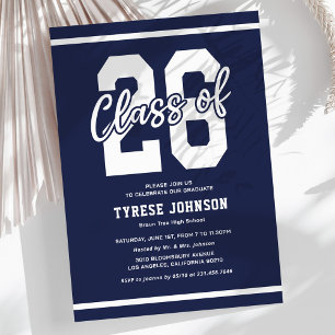 Invitación Fiesta de Graduación Masculina Azul Moderno