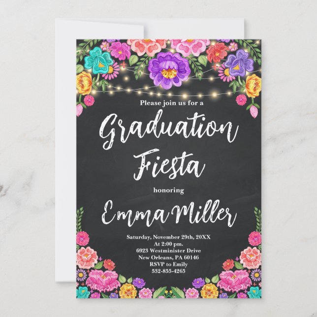 Invitación Fiesta de graduación mexicana (Anverso)