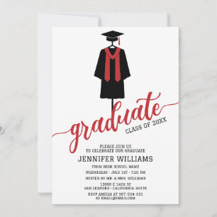 Invitación Fiesta de Graduación Minimalista con Gorra y Toga 