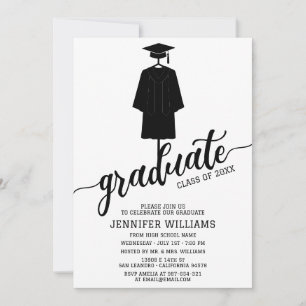 Invitación Fiesta de Graduación Minimalista con Gorrra y Toga