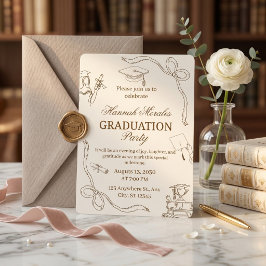Invitación Fiesta de Graduación Minimalista Femenina de Crema