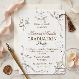 Invitación Fiesta de Graduación Minimalista y Femenina de Cre