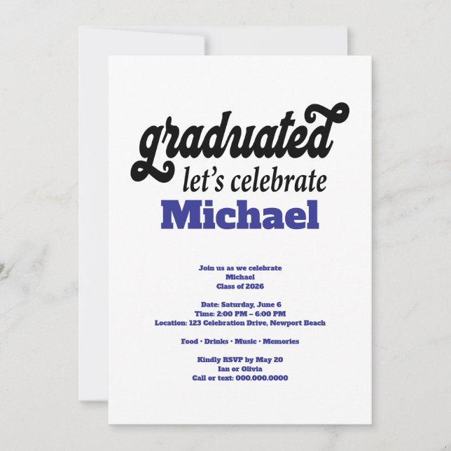Invitación Fiesta de Graduación Moderna (Anverso)