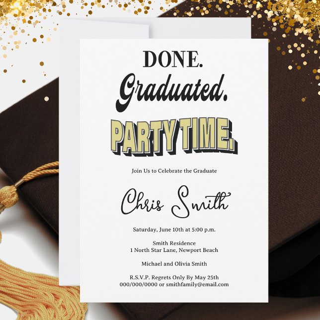 Invitación Fiesta de Graduación Moderna (Graduation Party Invitation - Modern and Fun. Time to celebrate!)