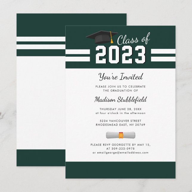Invitación Fiesta de Graduación Moderna 2025 (Anverso / Reverso)