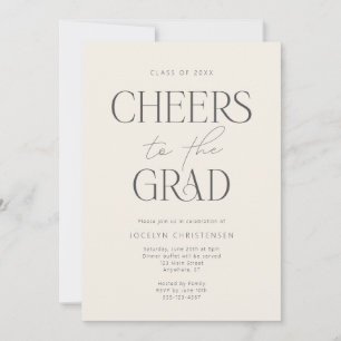 Invitación Fiesta de graduación moderna Cheers gris carbón cr