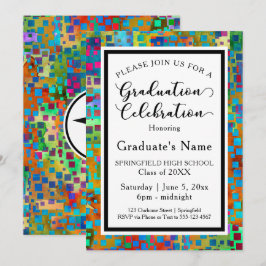 Invitación Fiesta de Graduación Moderna con Confeti Colorido