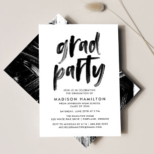 Invitación Fiesta de graduación Moderna con letra de pincel e