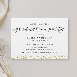 Invitación Fiesta de Graduación Moderna de Negro y Dorado