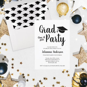 Invitación Fiesta de Graduación Moderna de Script Grad