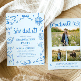 Invitación Fiesta de Graduación Moderna Dibujada a Mano Lo Hi