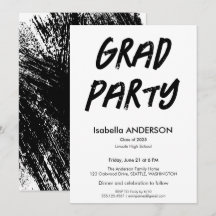 Fiesta de Graduación Moderna en Blanco y Negro