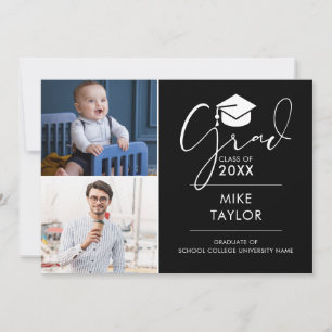 Invitación Fiesta de Graduación Moderna Entonces y Ahora 2 Fo
