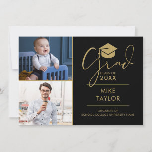Invitación Fiesta de Graduación Moderna Entonces y Ahora 2 Fo