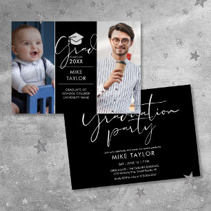 Invitación Fiesta de Graduación Moderna Entonces y Ahora 2 Fo