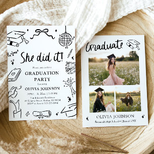 Invitación Fiesta de Graduación Moderna Hecha a Mano